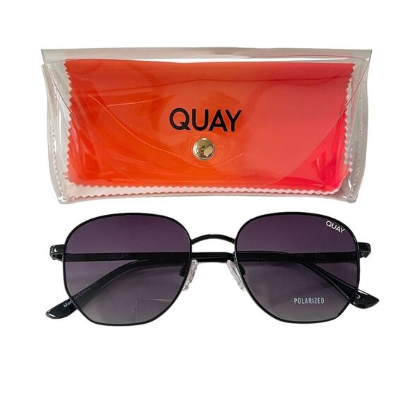 Quay Australia Big Time Sunglasses Black Smoke Polarized - Picture 1 of 8